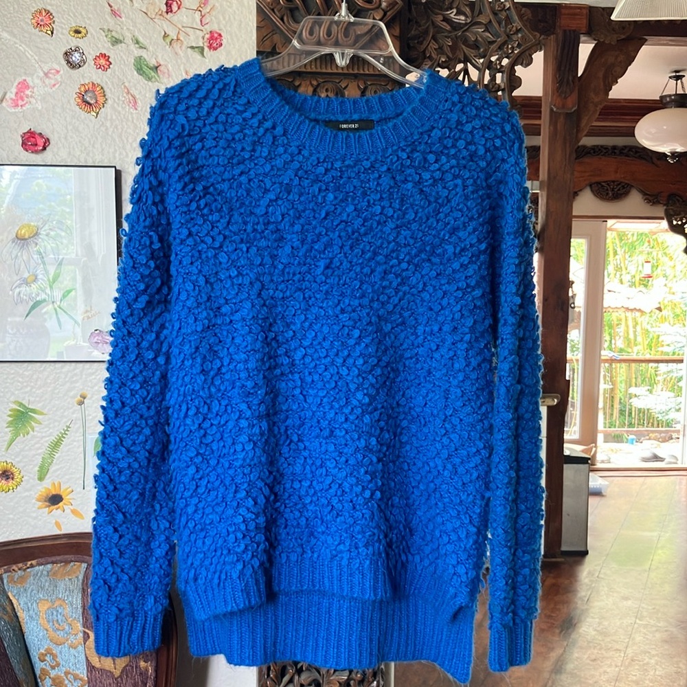 Forever 21 fuzzy Blue Sweater NWOT